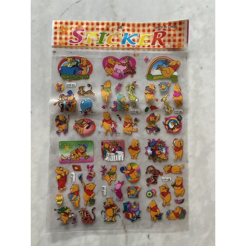 Winnie The Pooh and Friends Deadstock Y2K Sticker Sheet Sealed Colorful‎ Kawaii